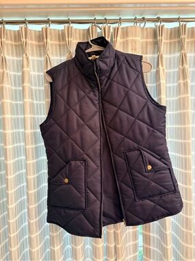 Quilted Sleeveless Puffer Vest - Navy